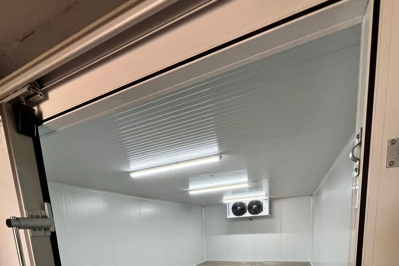 Chambre froide neuve en panneaux sandwich, parois et plafond avant mise en service